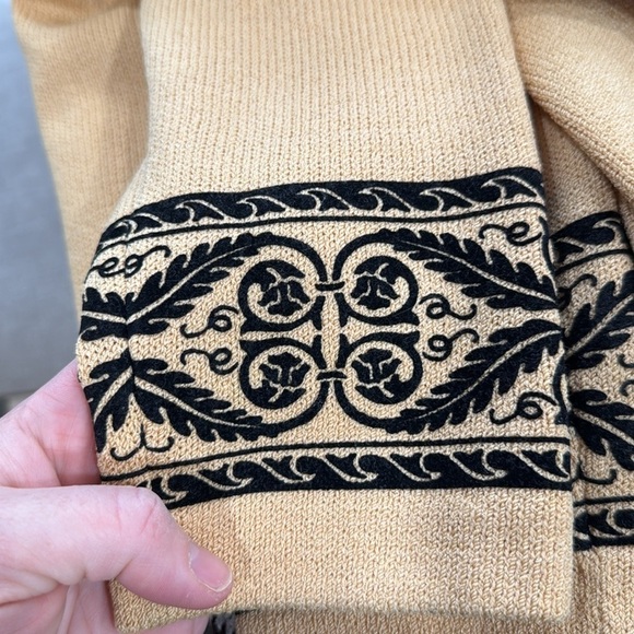 Vintage St. John Mock Neck Gold Black Lightweight Sweater Geometric Medium - Picture 8 of 8